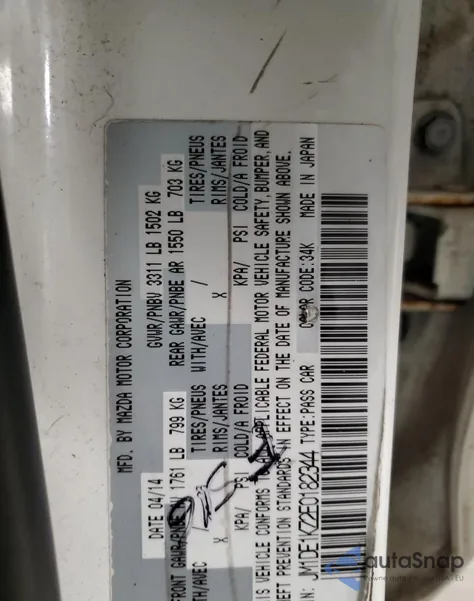 2014 Mazda Mazda2 Sport from USA, damaged, VIN JM1DE1KZ2E0182344